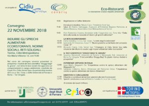 CIDIU Servizi SpA e COVAR 14: Convegno “Ridurre gli sprechi alimentari – Ecoristoranti, norme sociali, reti solidali” – Torino