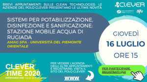 Appuntamento web “SISTEMI PER POTABILIZZAZIONE, DISINFEZIONE E SANIFICAZIONE: STAZIONE MOBILE ACQUA DI RUGIADA” | organizzato da Environment Park S.p.A. e Consorzio UN.I.V.ER.