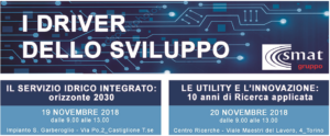 Settore idrico: Meeting SMAT SpA “I DRIVER DELLO SVILUPPO” Torino 19 e 20 novembre 2018